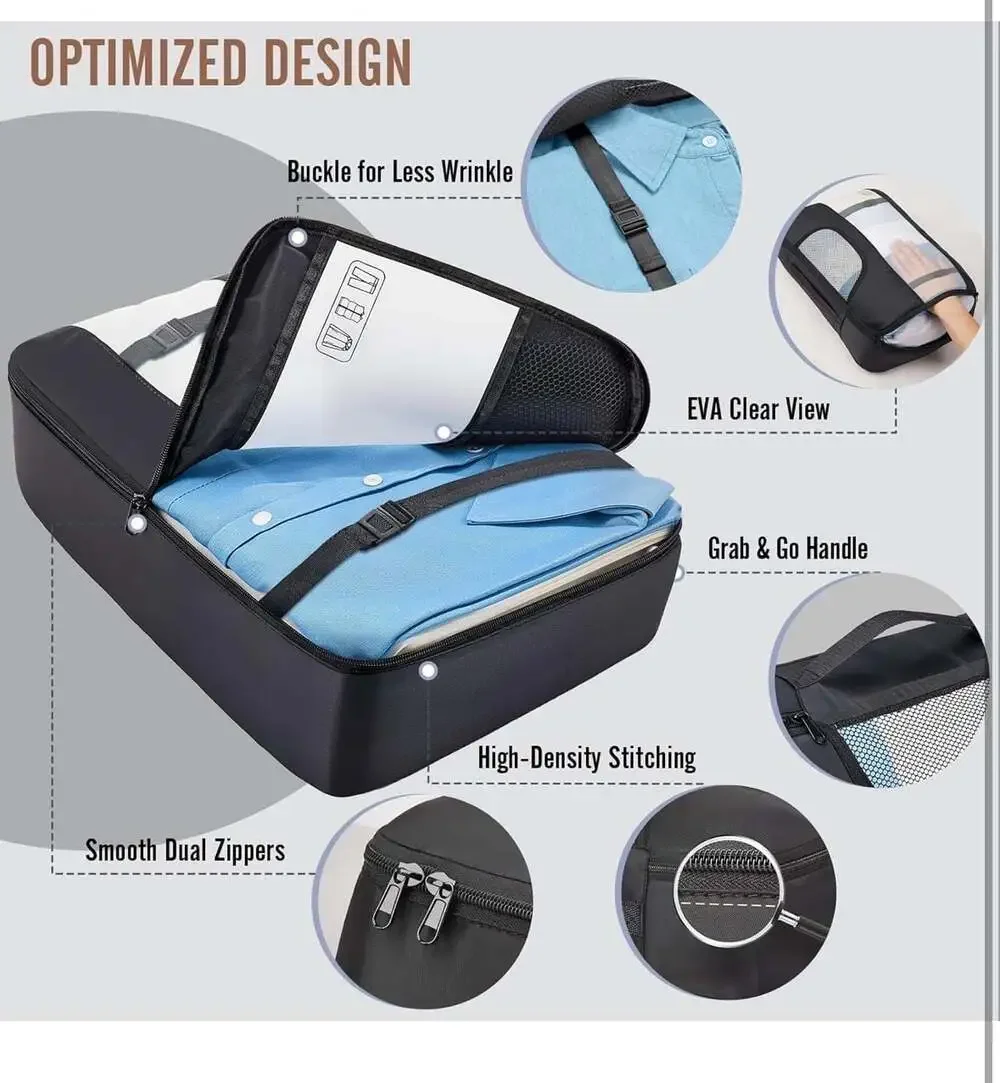 Veken 8-Piece Travel Packing Cubes Set with Hanging Toiletry Bag and Shoe Bag